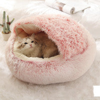 Create a Cozy Haven for Your Furry Friends with the 2 In 1 Plush Pet Bed House Cushion
