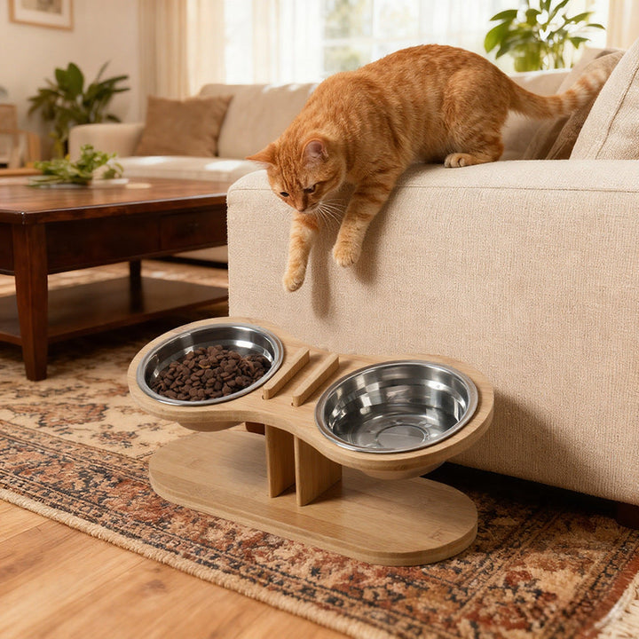 Adjustable Tilted Pet Feeding Bowl Stand